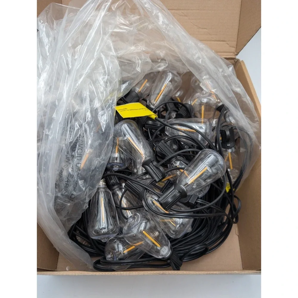 Brightever LED Outdoor String Lights 100' Patio Lighting w 52 Edison Bulbs